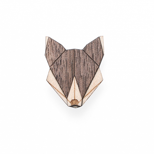 Dámská dřevěná brož Wolf Brooch | BeWooden